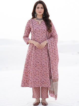 Aina Vistara Set Of Kali Kurta Pants & Dupatta