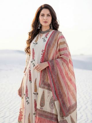 Aina Noor Set Of Kali Kurta Pants Dupatta