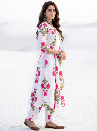 Aina Vrinda Set Of Kali Kurta Pants & Dupatta