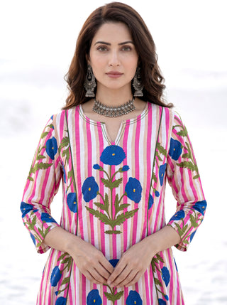 Aina Dua Set Of Kali Kurta Pants & Dupatta