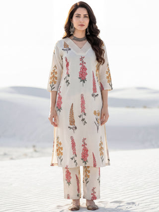 Aina Beena Set Of Kurta Pants Kota Dupatta