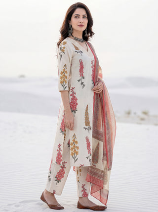 Aina Beena Set Of Kurta Pants Kota Dupatta