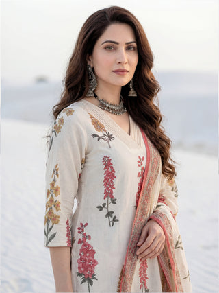 Aina Beena Set Of Kurta Pants Kota Dupatta