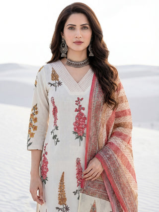 Aina Beena Set Of Kurta Pants Kota Dupatta