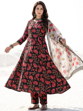 Aina Rasha Set Of Kali Kurta Pants & Dupatta