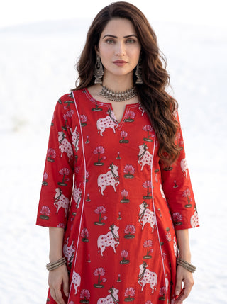 Aina Rasm Set Of Kali Kurta Pants & Dupatta