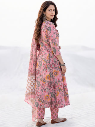 Aina Jumani Set Of Kali Kurta Pants & Dupatta