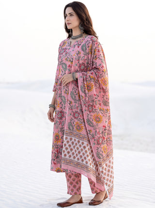Aina Jumani Set Of Kali Kurta Pants & Dupatta