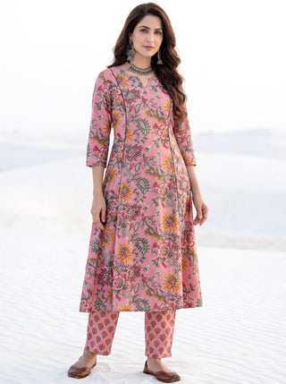 Aina Jumani Set Of Kali Kurta Pants & Dupatta