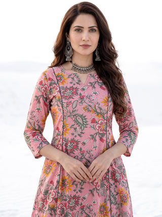 Aina Jumani Set Of Kali Kurta Pants & Dupatta