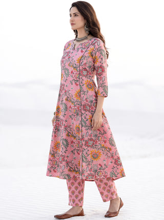 Aina Jumani Set Of Kali Kurta Pants & Dupatta