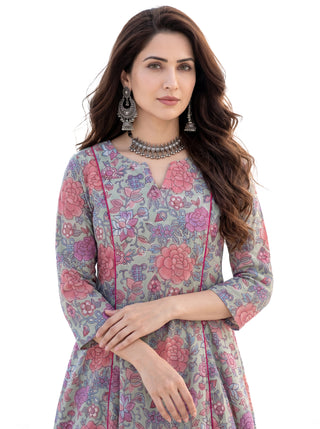 Aina Ektara Set Of Kali Kurta Pants & Dupatta