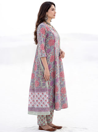 Aina Ektara Set Of Kali Kurta Pants & Dupatta