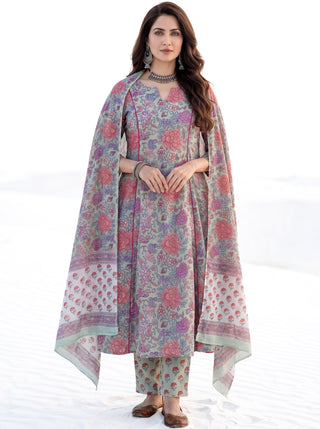 Aina Ektara Set Of Kali Kurta Pants & Dupatta