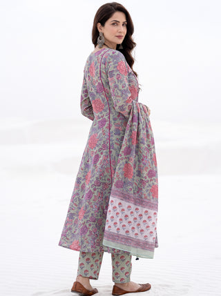 Aina Ektara Set Of Kali Kurta Pants & Dupatta