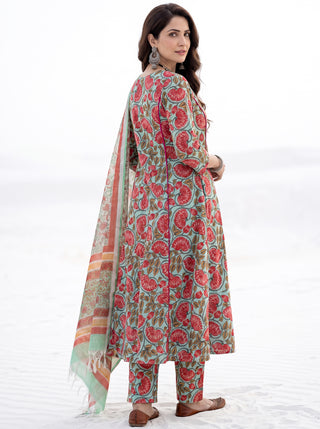 Aina Sayani Set Of Kali Kurta Pants & Dupatta