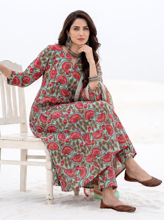 Aina Sayani Set Of Kali Kurta Pants & Dupatta