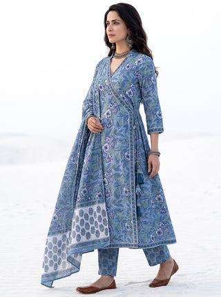 Aina Varee Set Of Angrakha Kurta Pants & Dupatta