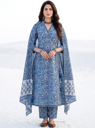 Aina Varee Set Of Angrakha Kurta Pants & Dupatta