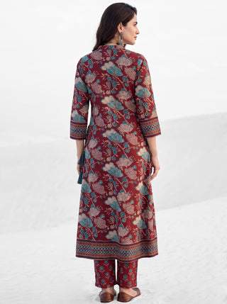 Aina Kashi Set Of Angrakha Kurta Pants & Dupatta
