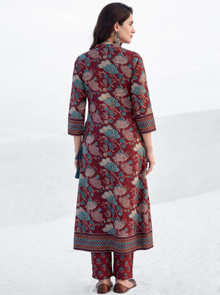 Aina Kashi Set Of Angrakha Kurta Pants & Dupatta