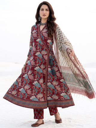 Aina Kashi Set Of Angrakha Kurta Pants & Dupatta