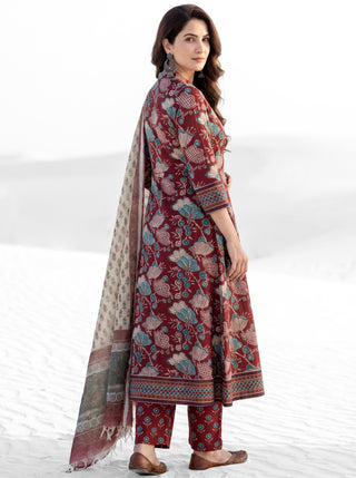 Aina Kashi Set Of Angrakha Kurta Pants & Dupatta