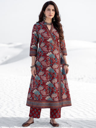 Aina Kashi Set Of Angrakha Kurta Pants & Dupatta