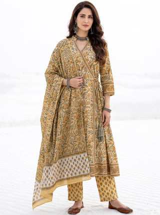 Aina Darshiya Set Of Angrakha Kurta Pants & Dupatta
