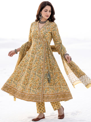 Aina Darshiya Set Of Angrakha Kurta Pants & Dupatta