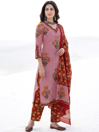 Aina Swara Set Of  Kurta Salwar Pants & Dupatta