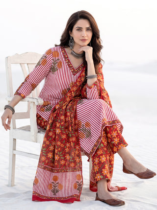 Aina Swara Set Of  Kurta Salwar Pants & Dupatta