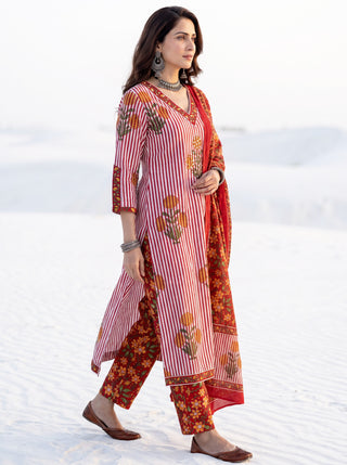 Aina Swara Set Of  Kurta Salwar Pants & Dupatta