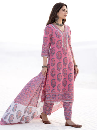 Aina Gatha Set Of  Kurta Salwar Pants & Dupatta