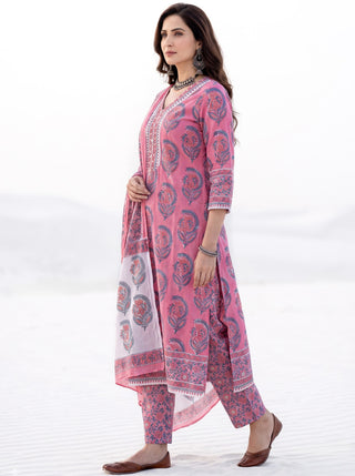 Aina Gatha Set Of  Kurta Salwar Pants & Dupatta