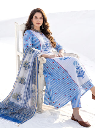 Aina Suraya Set Of Kali Kurta Pants Dupatta