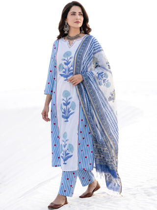 Aina Suraya Set Of Kali Kurta Pants Dupatta