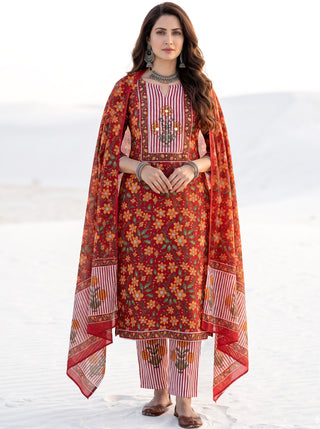 Aina Disha Set Of  Kurta Salwar Pants & Dupatta