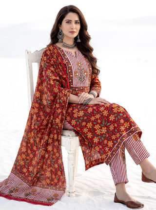 Aina Disha Set Of  Kurta Salwar Pants & Dupatta