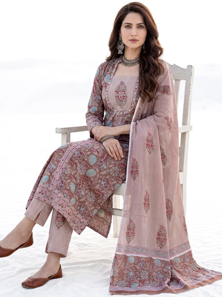 Aina Jariya Set Of Angrakha Kurta Pants & Dupatta