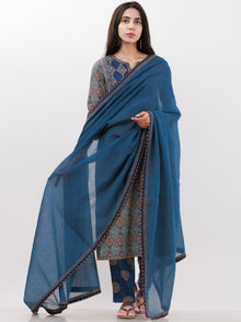 Ajrakh Nazma Set Of Kurta Pants Dupatta