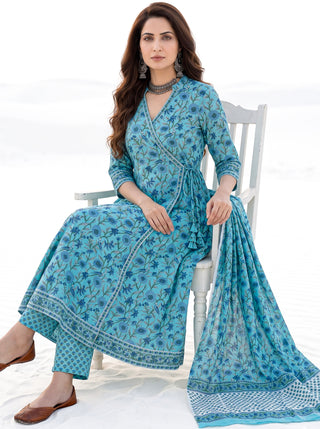 Aina Nirvasa Set Of Angrakha Kurta Pants & Dupatta