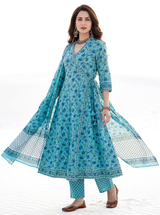 Aina Nirvasa Set Of Angrakha Kurta Pants & Dupatta