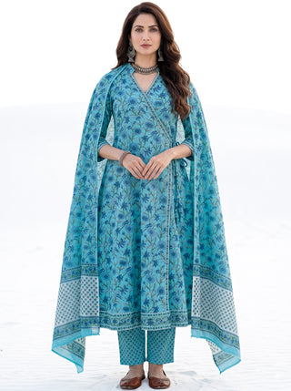 Aina Nirvasa Set Of Angrakha Kurta Pants & Dupatta