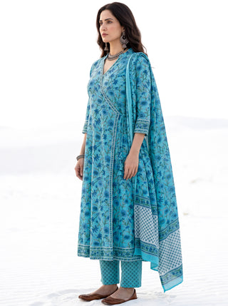 Aina Nirvasa Set Of Angrakha Kurta Pants & Dupatta
