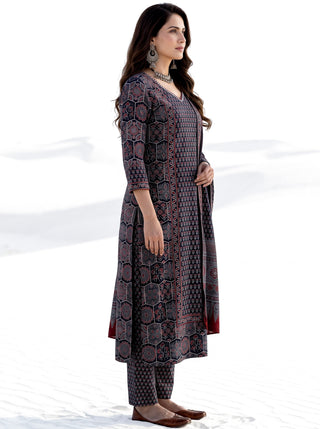 Ajrakh Darpana Set of Kurta Salwar Pants & Dupatta