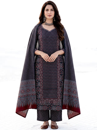 Ajrakh Darpana Set of Kurta Salwar Pants & Dupatta