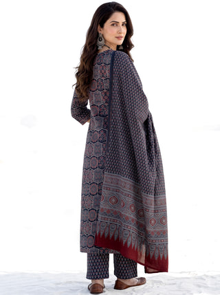 Ajrakh Darpana Set of Kurta Salwar Pants & Dupatta