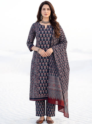 Ajrakh Kayaas Set of Kurta Salwar Pants & Dupatta