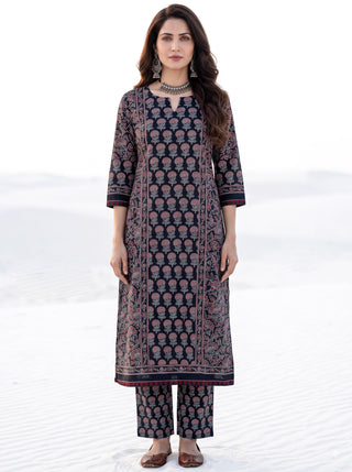 Ajrakh Kayaas Set of Kurta Salwar Pants & Dupatta